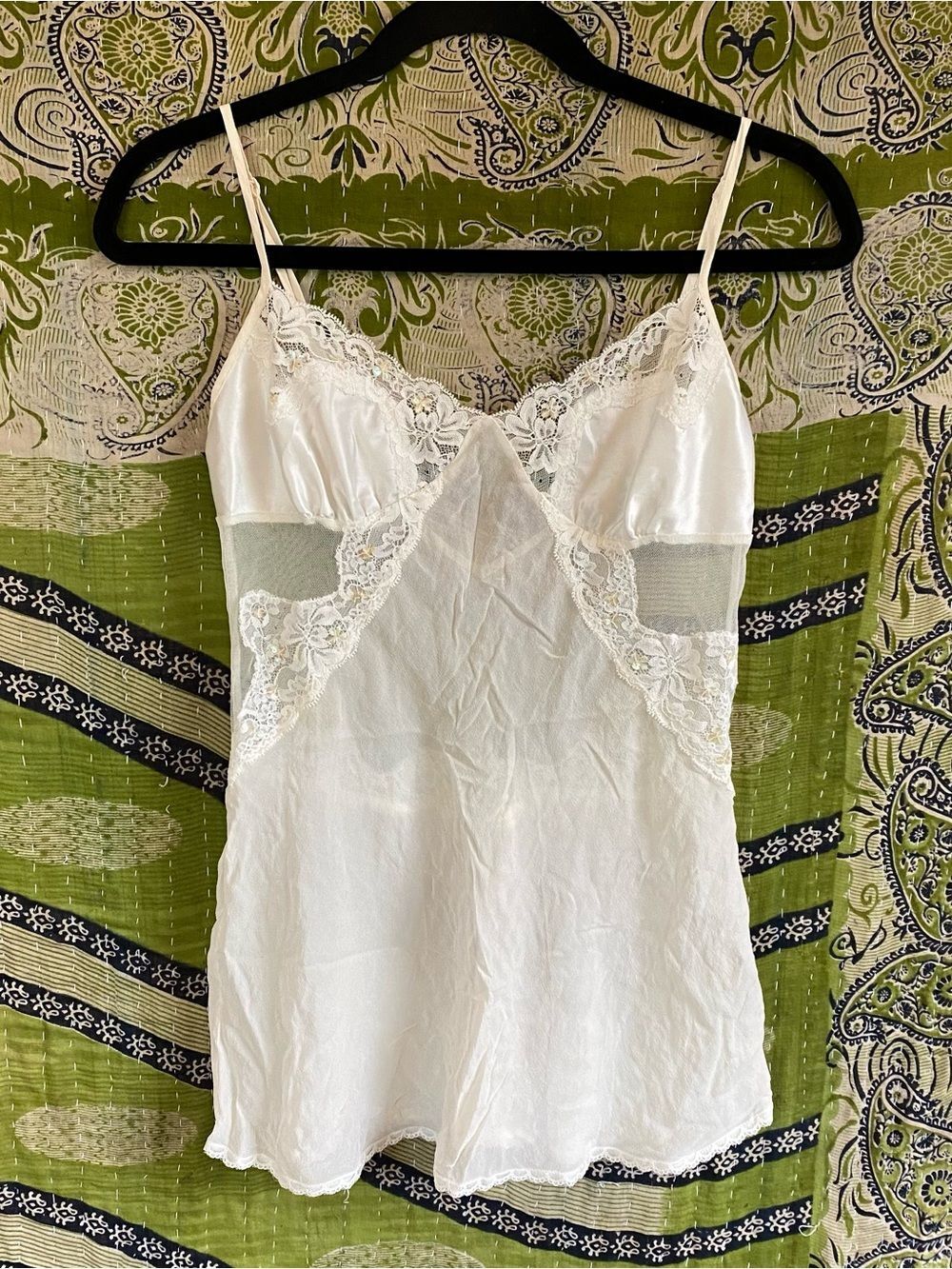 Rare Vintage Y2K Victoria's Secret Ivory Silk/ Lace Whimsical Fairy Tank Top XS